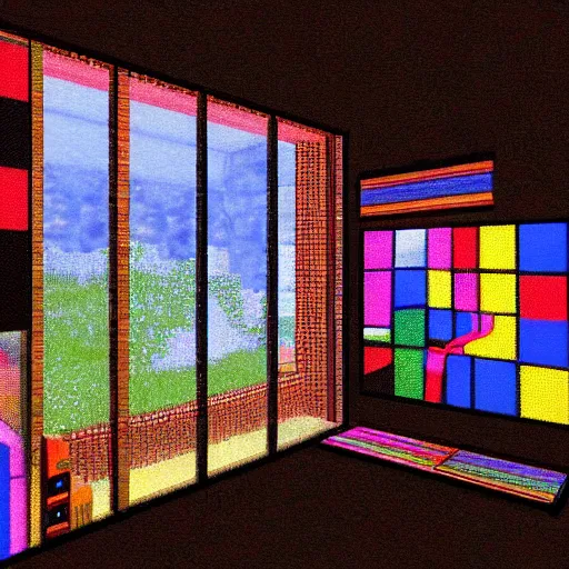 Prompt: virtual art museum in a 9 0 s video game, net art, ps 2 graphics, a computer rendering by erno rubik, liminal space!!!, hd, intricate, detailed