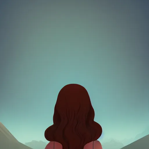 Image similar to photo of woman outside inspired by lois van baarle, background mountains, 8 k