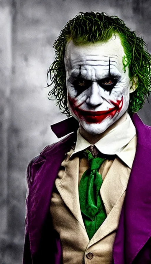 Prompt: WHY SO SERIOUS? Heath Ledger as the Joker, movie still, sharp, highly detailed, hollywood movie