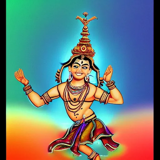 Image similar to a perfect, realistic professional digital sketch of a hindu god dancing Shiva in style of Pixar, by pen and watercolor, by a professional Chinese Korean artist on ArtStation, on high-quality paper