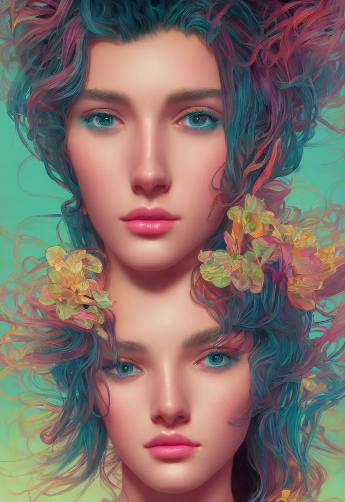 Prompt: beautiful, young woman, detailed gorgeous face, vaporwave aesthetic, synthwave, colorful, psychedelic, artstation, concept art, smooth, extremely sharp detail, finely tuned detail, ultra high definition, 8 k, unreal engine 5, ultra sharp focus, illustration, art by artgerm and greg rutkowski and alphonse mucha