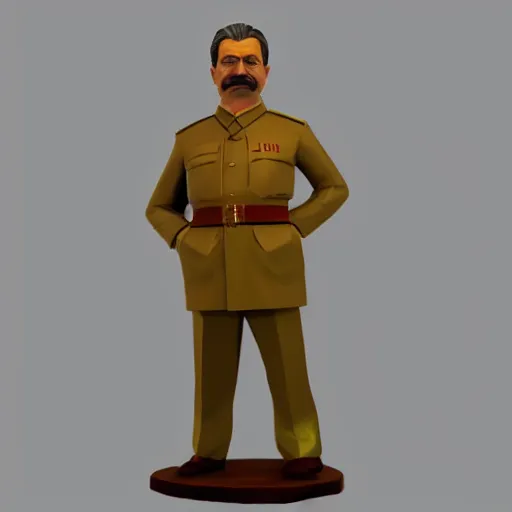 Prompt: stalin figurine commerical, white background, 3d render