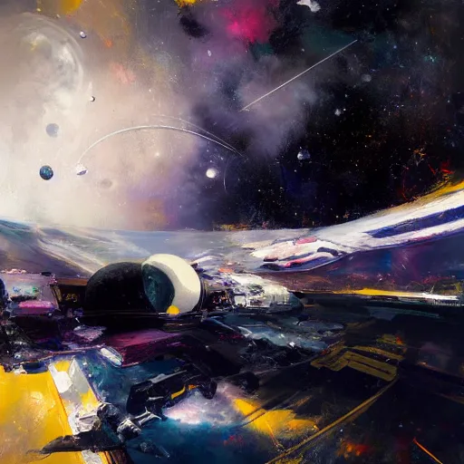 Prompt: Liminal space in outer space by Adrian Ghenie