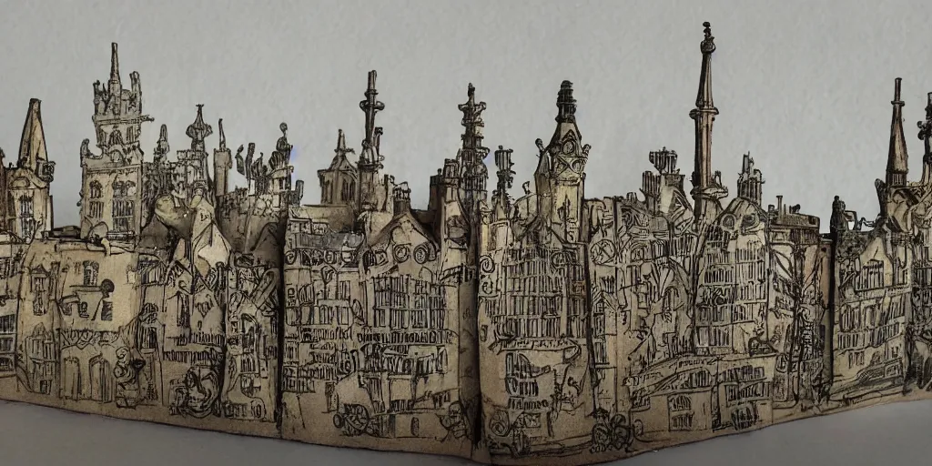 Prompt: 2 d victorian london skyline in the style of tim burton, claymation