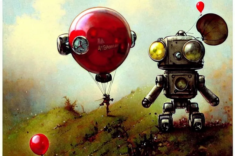 Image similar to adventurer ( ( ( ( ( 1 9 5 0 s retro future robot android mouse rv balloon robot. muted colors. ) ) ) ) ) by jean baptiste monge!!!!!!!!!!!!!!!!!!!!!!!!! chrome red