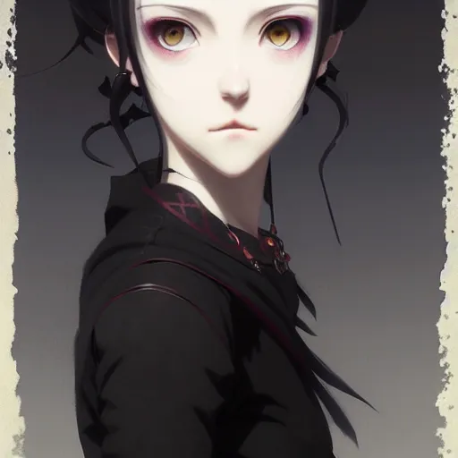 Prompt: portrait of goth girl, finely detailed features, perfect art, trending on pixiv fanbox, painted by greg rutkowski makoto shinkai takashi takeuchi studio ghibli, akihiko yoshida,