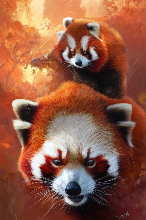 Image similar to portrait of the red panda bestower of the chaparral by artgerm and Craig Mullins, James Jean, Andrey Ryabovichev, Mark Simonetti and Peter Morbacher 16k