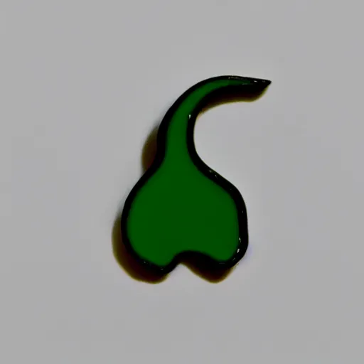 Prompt: a photo of a retro minimalistic jalapeno on fire enamel pin, use of negative space allowed, black and white only, smooth curves