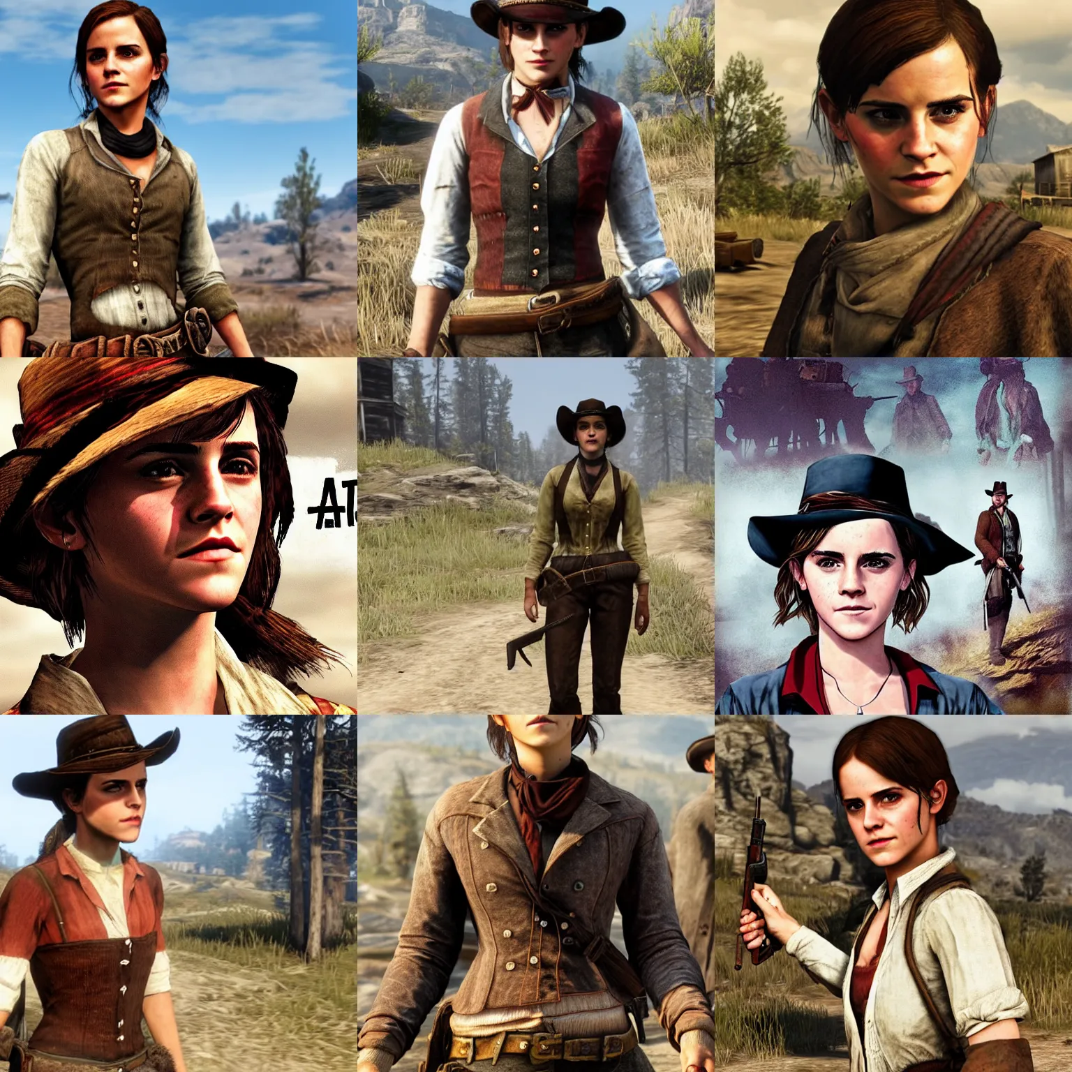 Prompt: emma watson as a character in red dead redemption