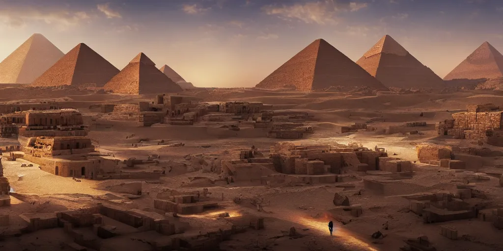 Image similar to beautiful egypt landscape, environment, film, dramatic, cinematic, highly detailed, mid day, large scale, hyperrealistic, realistic lighting, octane render, by wlop, artgerm, trending on artstation hd, 8 k, clear, sharp