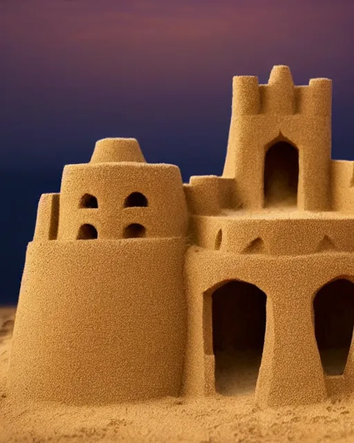 Prompt: a detailed sandcastle in the style of apis mellifera, beautiful composition, cinematic lighting, vibrant epic