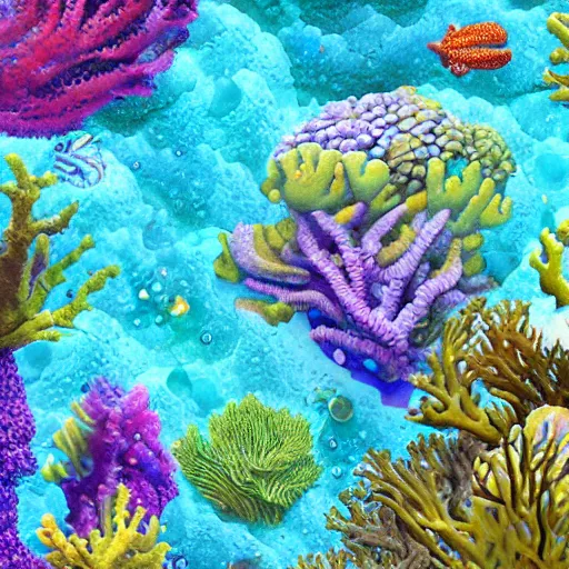 Prompt: alien coral reef