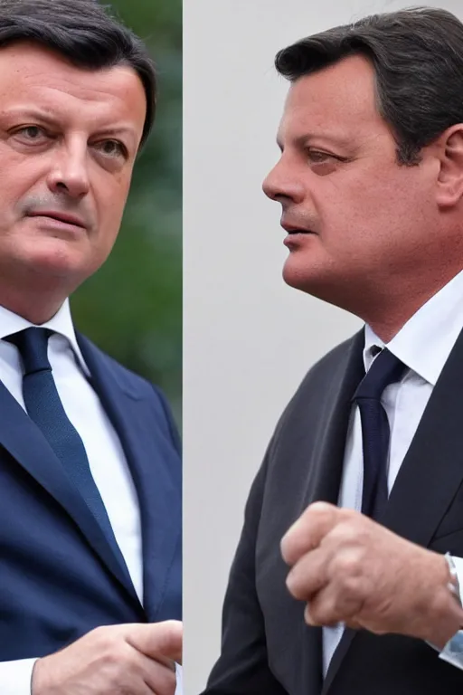 Image similar to matteo renzi backstabs carlo calenda