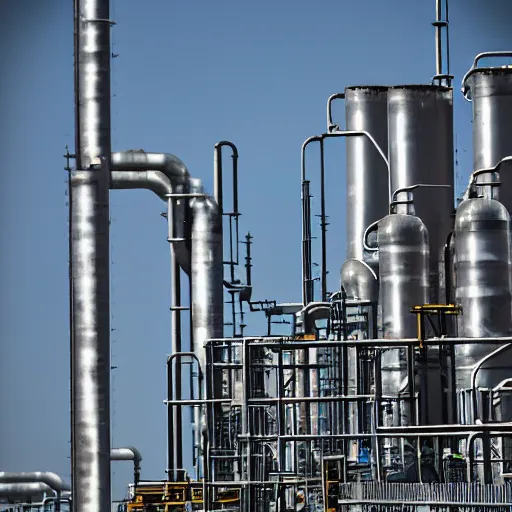 Image similar to color photograph of chemical plant, close up, industrial