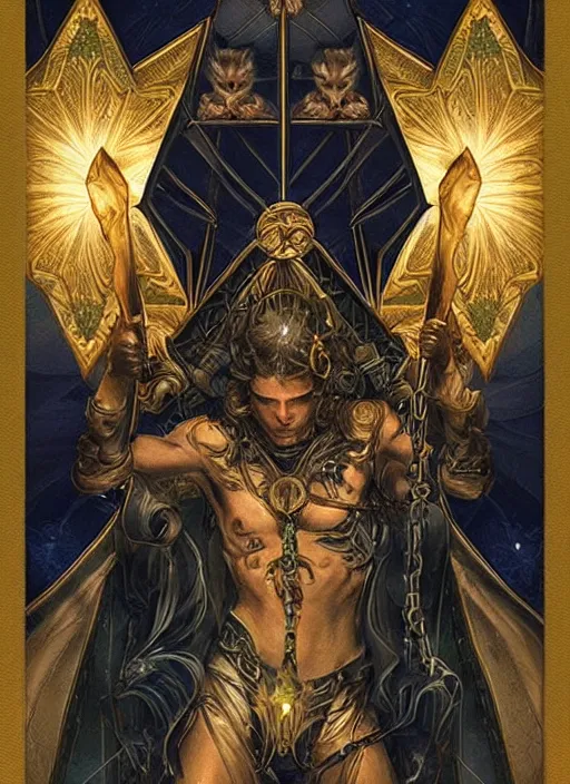 Image similar to tarot card frame _ by _ filipe _ pagliuso _ and _ justin _ gerard _ symmetric _ fantasy _ highly _ detailed _ realistic _ intricate _ port