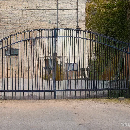 Prompt: old factory gate