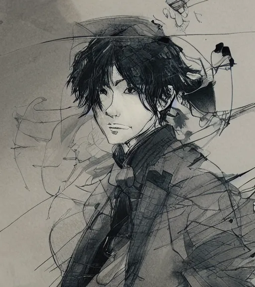 Image similar to はっとり へいし ； hattori heiji, pen and ink, intricate line drawings, by craig mullins, ruan jia, kentaro miura, greg rutkowski, loundraw