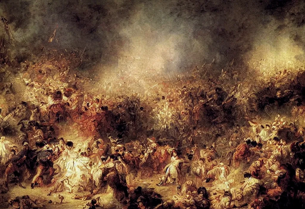 Image similar to hong kong riot by jean honore fragonard.