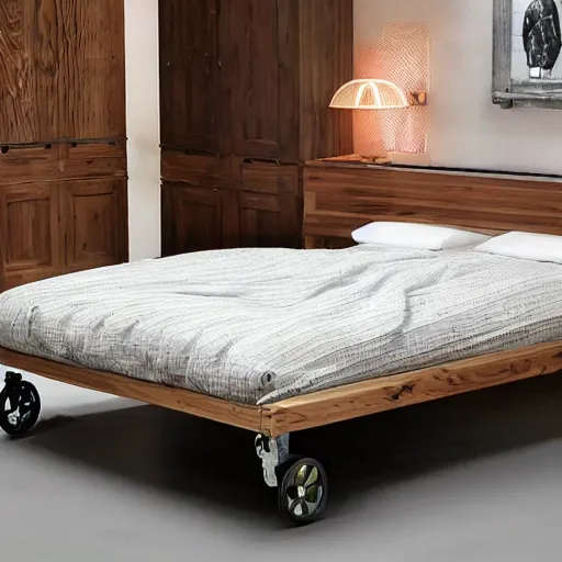 Image similar to a bed with wheels