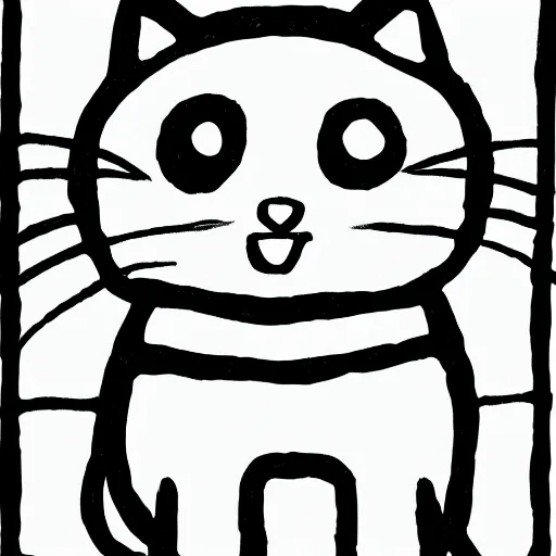 Prompt: one - line drawing of happy cat