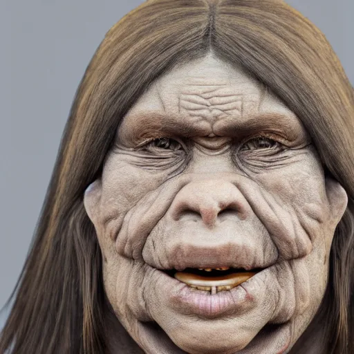 Image similar to Marjorie Taylor Green as a Neanderthal, real-life, ultra detailed, 8k resolution, ultrarealistic