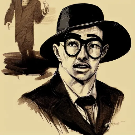Prompt: a study of cell shaded portrait of fernando pessoa concept art, llustration, post grunge, concept art by josan gonzales and wlop, by james jean, Victo ngai, David Rubín, Mike Mignola, Laurie Greasley, highly detailed, sharp focus, alien, Trending on Artstation, HQ, deviantart, art by artgem