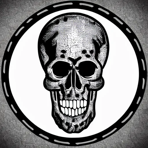 Prompt: death metal themed skull shaped microphone vector logo for a record label, dark, horrorcore, grunge, dark forest, ent, symmetrical golden ratio