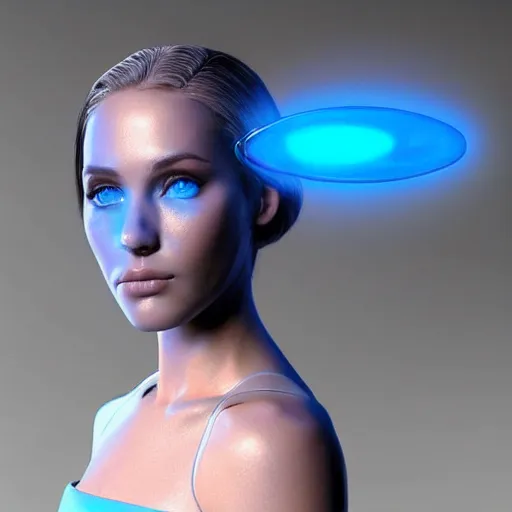 Image similar to “These 3D portraits are unbelievably realistic. unreal engine 5 RTX raytracing nvidia hairworks render of portrait of the most beautiful girl with blue eyes. futuristic. very high detailed. By Charli Amani. Photorealistic render”