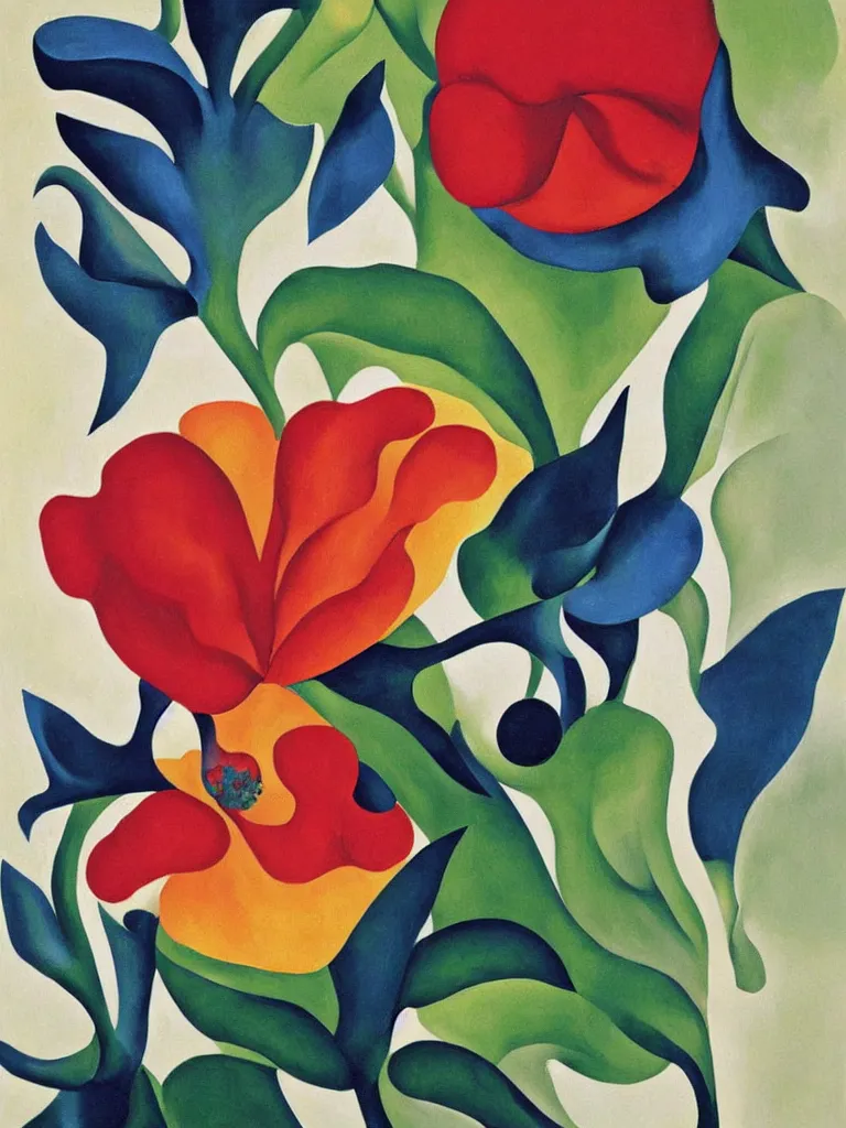 Prompt: an abstract painting of a flower by georgia o'keeffe,