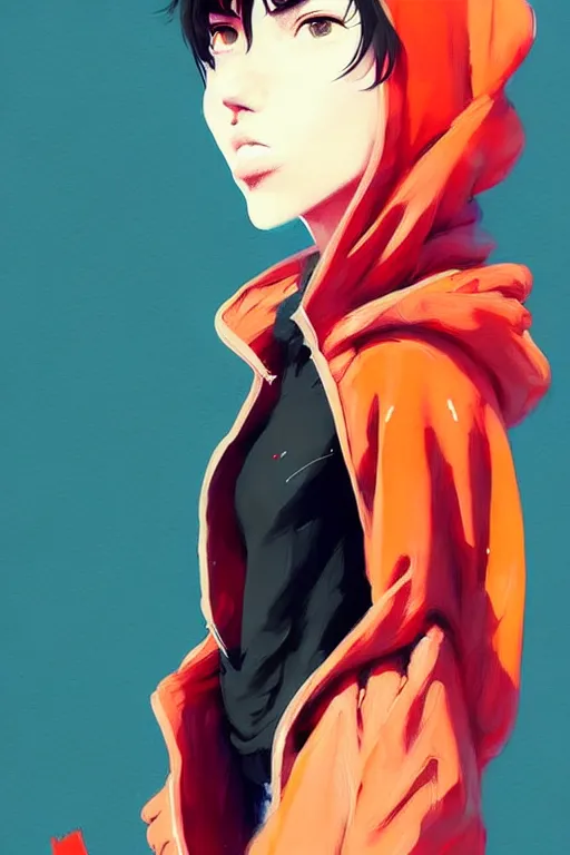 Prompt: a ultradetailed painting of a stylish girl in a oversized hoodie by conrad roset, greg rutkowski and makoto shinkai trending on artstation