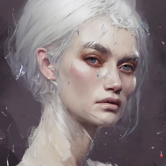 Image similar to beauty girl, white hair, hyper detailed, insane details, intricate, elite, elegant, luxury, by ismail inceoglu dragan bibin hans thoma greg rutkowski alexandros pyromallis rene maritte illustrated, perfect face, fine details, realistic shaded, fine - face, pretty face