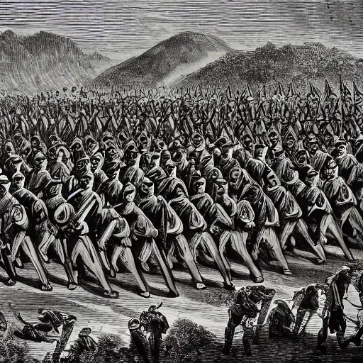 Image similar to Marching Army by Gustav Doré