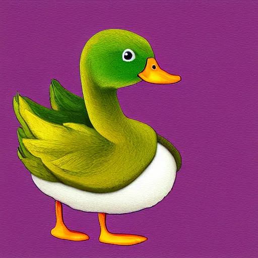 Prompt: A digital painting of a cute duck