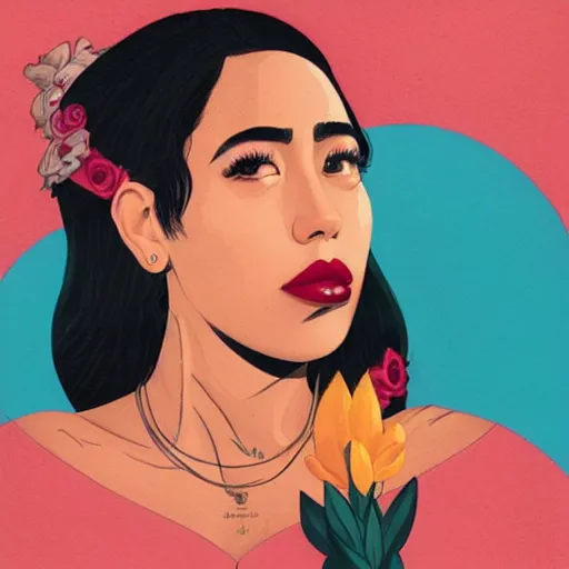 Image similar to Kali Uchis profile picture by Sachin Teng, asymmetrical, Organic Painting , Matte Painting, geometric shapes, hard edges, graffiti, street art:2 by Sachin Teng:4