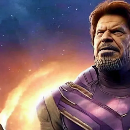 Image similar to A still of Imran Khan as Thanos