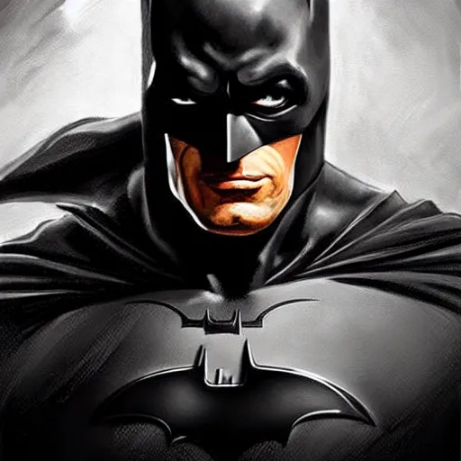 Image similar to an ultra - realistic portrait painting of batman in the style of frank frazetta. 4 k. ultra - realistic. highly detailed. dark fantasy. epic lighting.