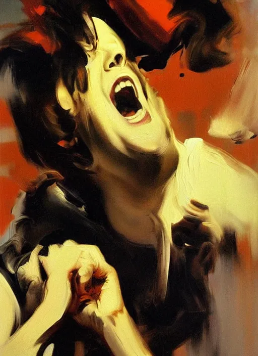 Image similar to mario screaming, painting by phil hale, fransico goya,'action lines '!!!, graphic style, visible brushstrokes, motion blur, blurry