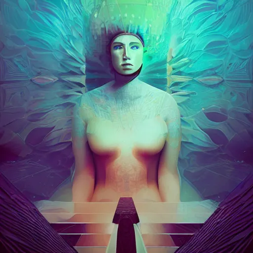 Image similar to a surreal portrait of a goddess by Petros Afshar and Beeple