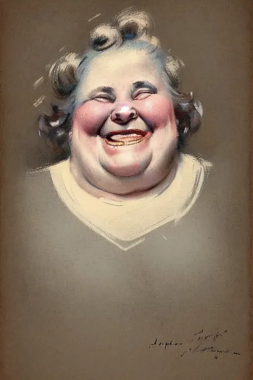 Image similar to ( ( ( ( ( 1 9 5 0 s retro happy smiling fat middle aged woman face portrait. muted colors. ) ) ) ) ) by jean - baptiste monge!!!!!!!!!!!!!!!!!!!!!!!!!!!!!!