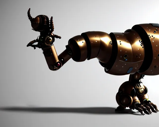 Image similar to futuristic steampunk ferret - shaped robot, 3 d octane render, cyberpunk ferret - shaped mechanical robot