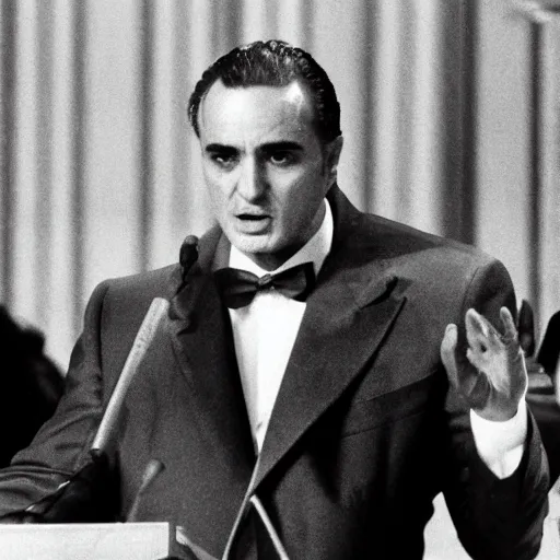 Image similar to Freeze Corleone giving speech at NATO