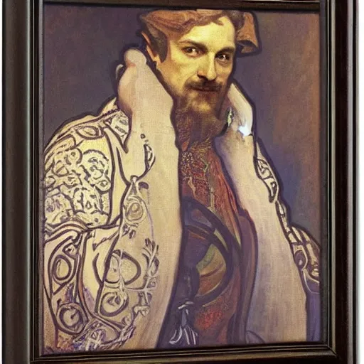 Image similar to portrait of charles 4 th by alfons mucha