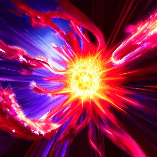 Image similar to A stunning supernova explosion, abstract art, digital painting, artstation, smooth, sharp focus, 8K, art by craig mullins