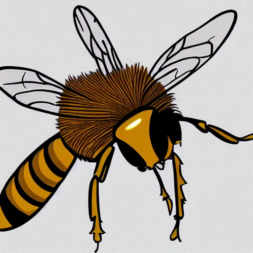 Prompt: a vector drawing of a killer hornet by bee studios and christina beeskeeper. quality art from the digital ai art era.