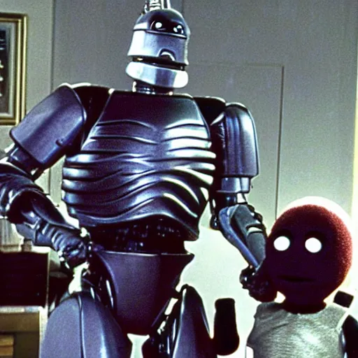 Image similar to robocop beetlejuice, sesame street 1 9 7 8