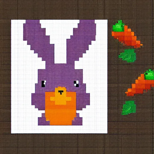 Image similar to pixel art rabbit eating a carrot, pixel art