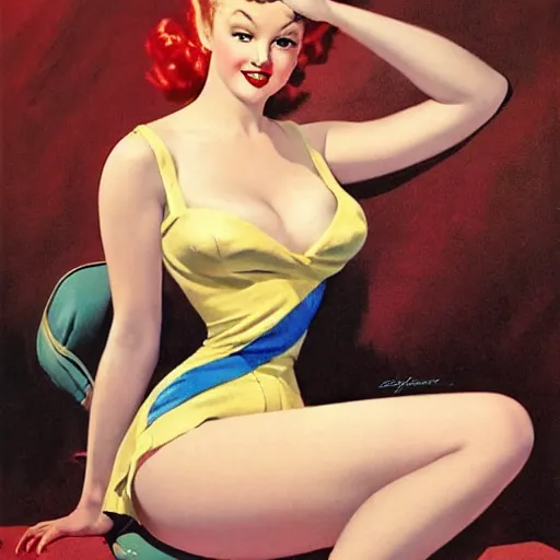 Image similar to a pinup by gil elvgren.