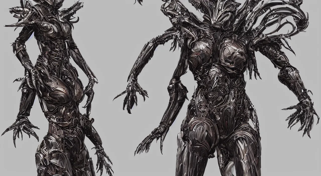 Prompt: symmetrical character design, a full - body female insect queen size creature with bio armor from guyver the bioboosted armor, elegant shape, cyborg, translucence armor, prefect face, elite, horror, ominous, cinematic, concept design, matt painting, insanely intricate and detailed, cgsociety, hyperrealistic, darksouls, bloodborne, ross tran.