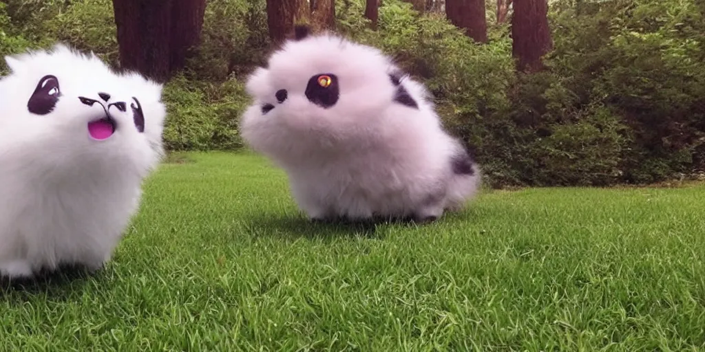 Image similar to real life pokemon, cute!!!, adorable!!!, chunky!!!, fluffy!!!, happy!!!, cheeky!!!, mischievous!!!, ultra realistic!!!, spring time, clear weather, golden hour, sharp focus