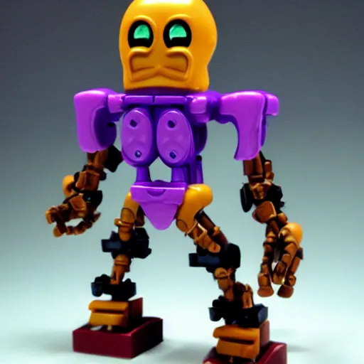 Image similar to waluigi as a bionicle figure